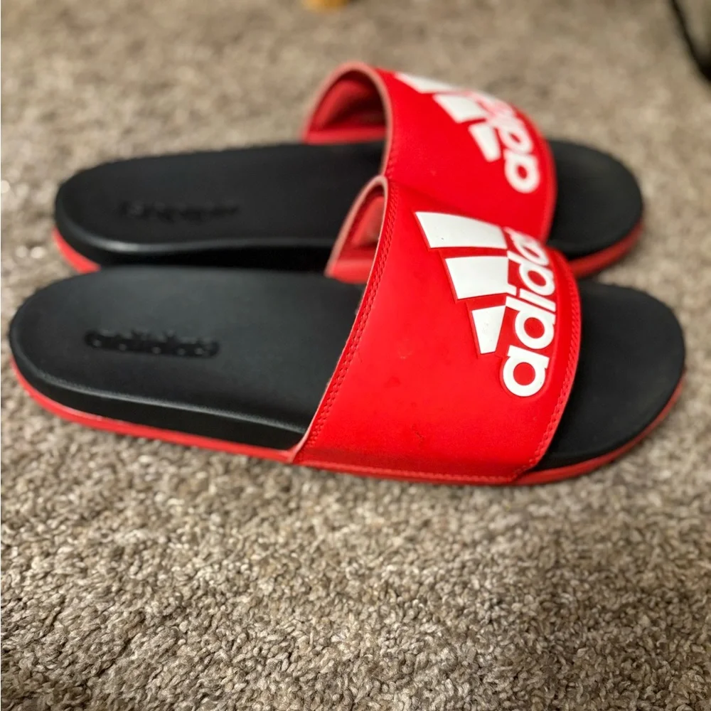 Adidas Bold Red and Black Sandals